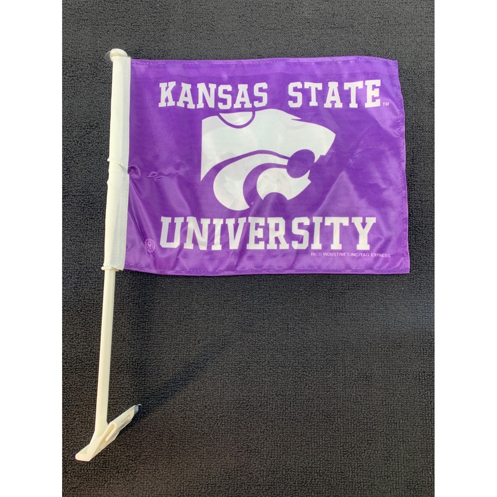 Kansas State University Wildcats Car Window Flag‎ Mascot Purple White